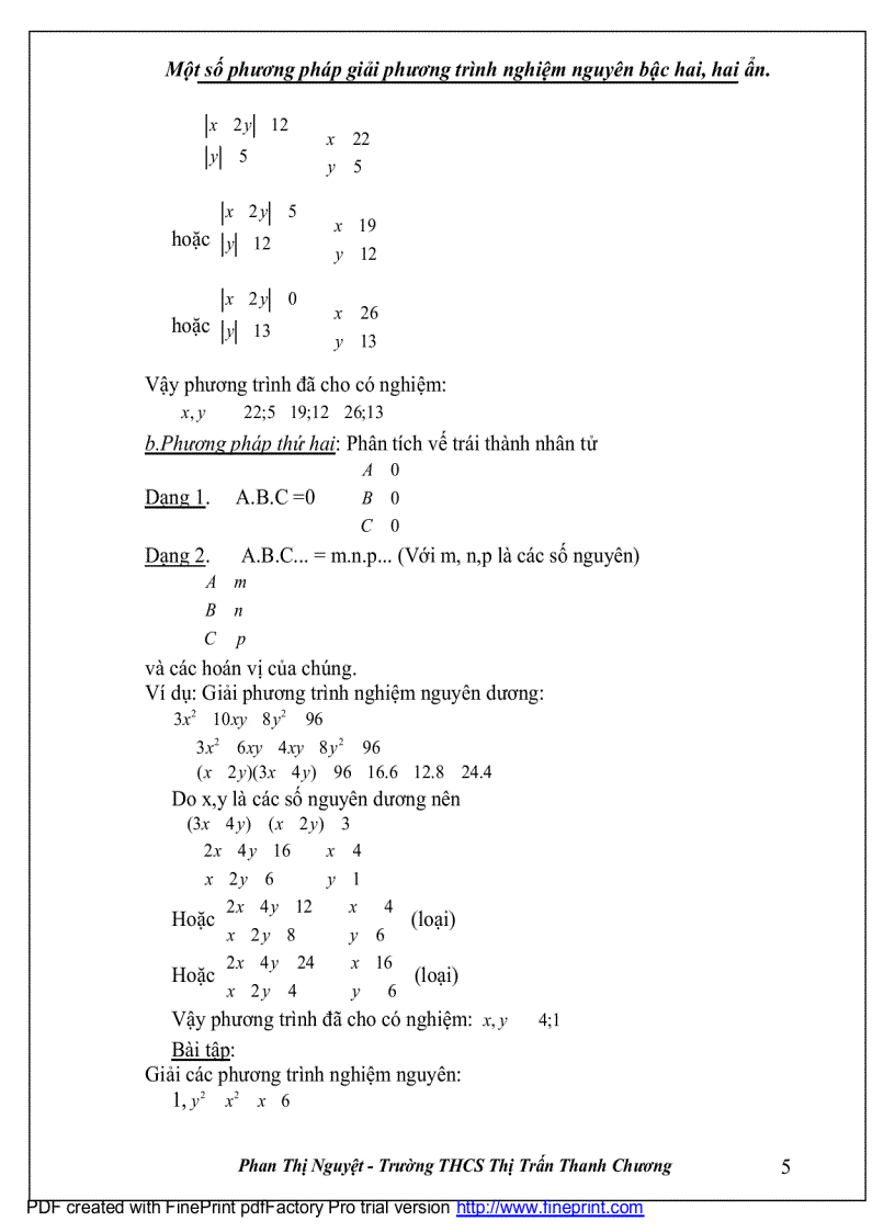 image for page Một số pp giái pt bậc 2 nghiệm nguyên