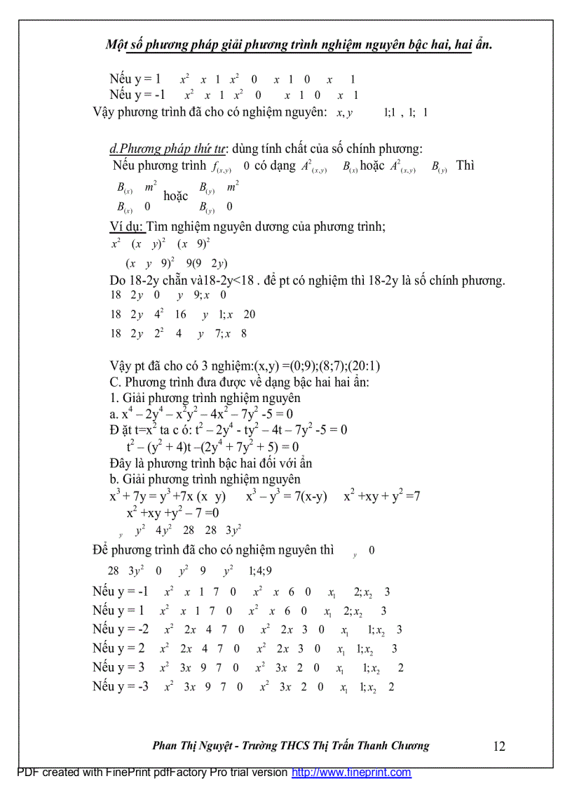 image for page Một số pp giái pt bậc 2 nghiệm nguyên