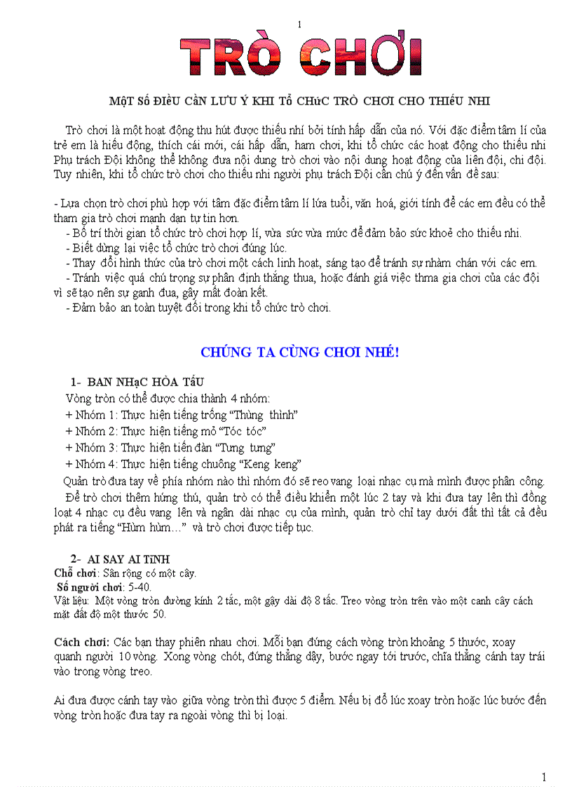 image for page Một số trò chơi