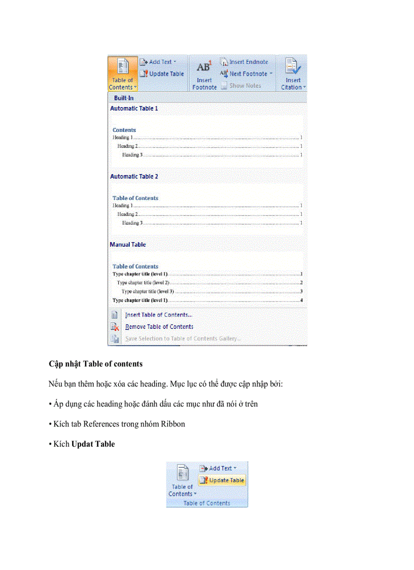 image for page MS Word Tạo mục lục tự động