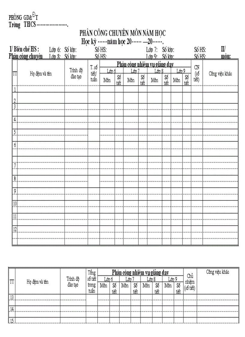 image for page Mẫu phân công chuyên môn 1