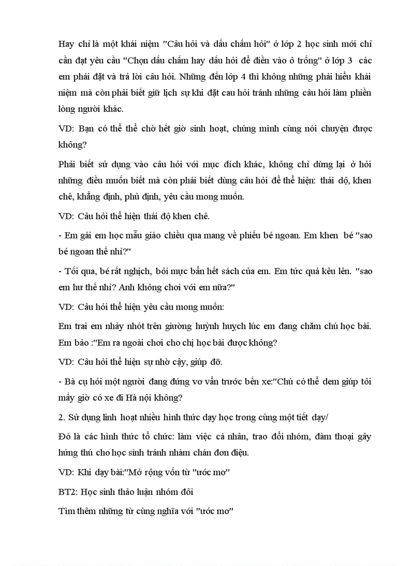 image for page Nâng cao chất lượng giảng dạy phân môn luyện từ và câu ở lớp 4