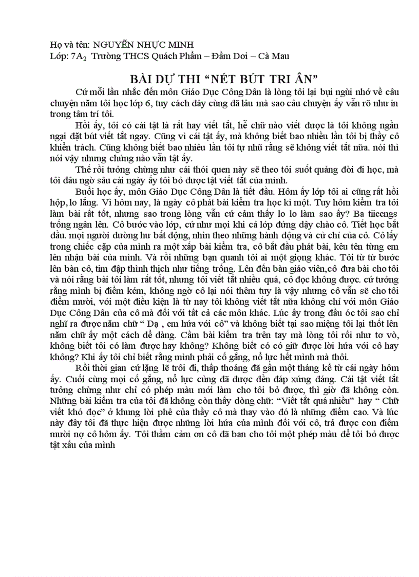 image for page Nét bút tri ân 7A5