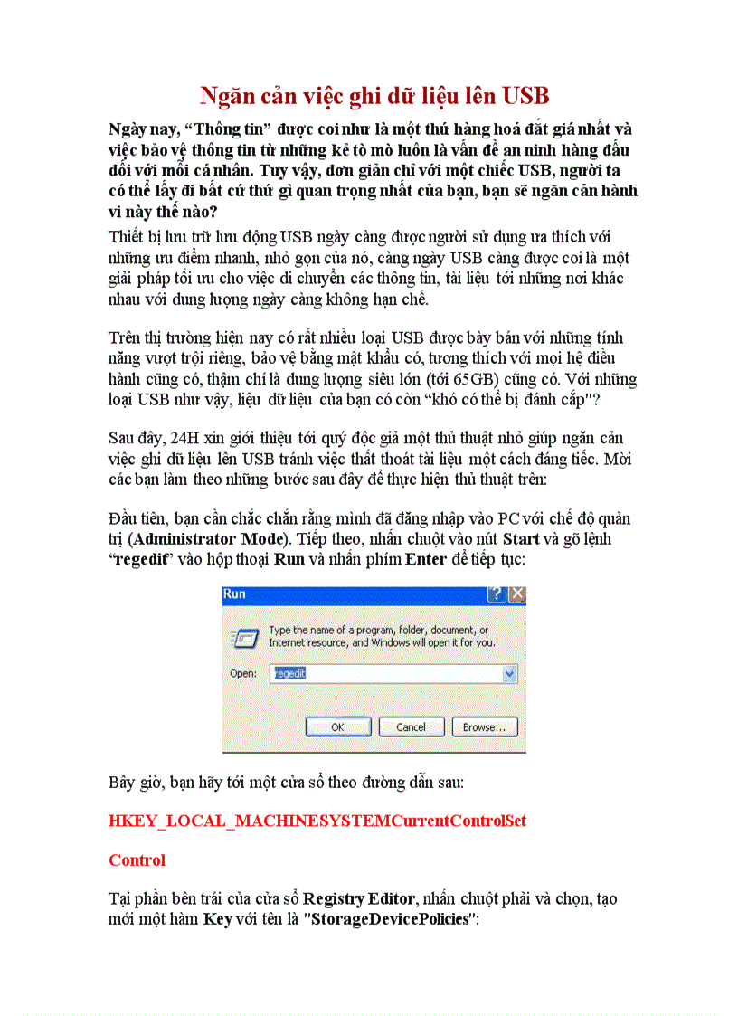 image for page Ngăn cản việc ghi dữ liệu lÊN USB