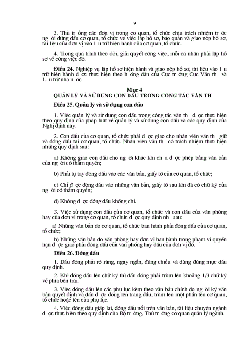 image for page Nghị định 110 về công tác văn thư