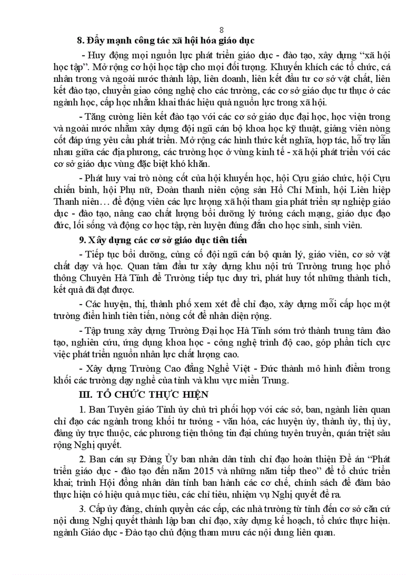image for page NGHỊ QUYẾT CỦA BAN CHẤP HÀNH ĐẢNG BỘ TỈNH về phát triển nâng cao chất lượng giáo dục và đào tạo