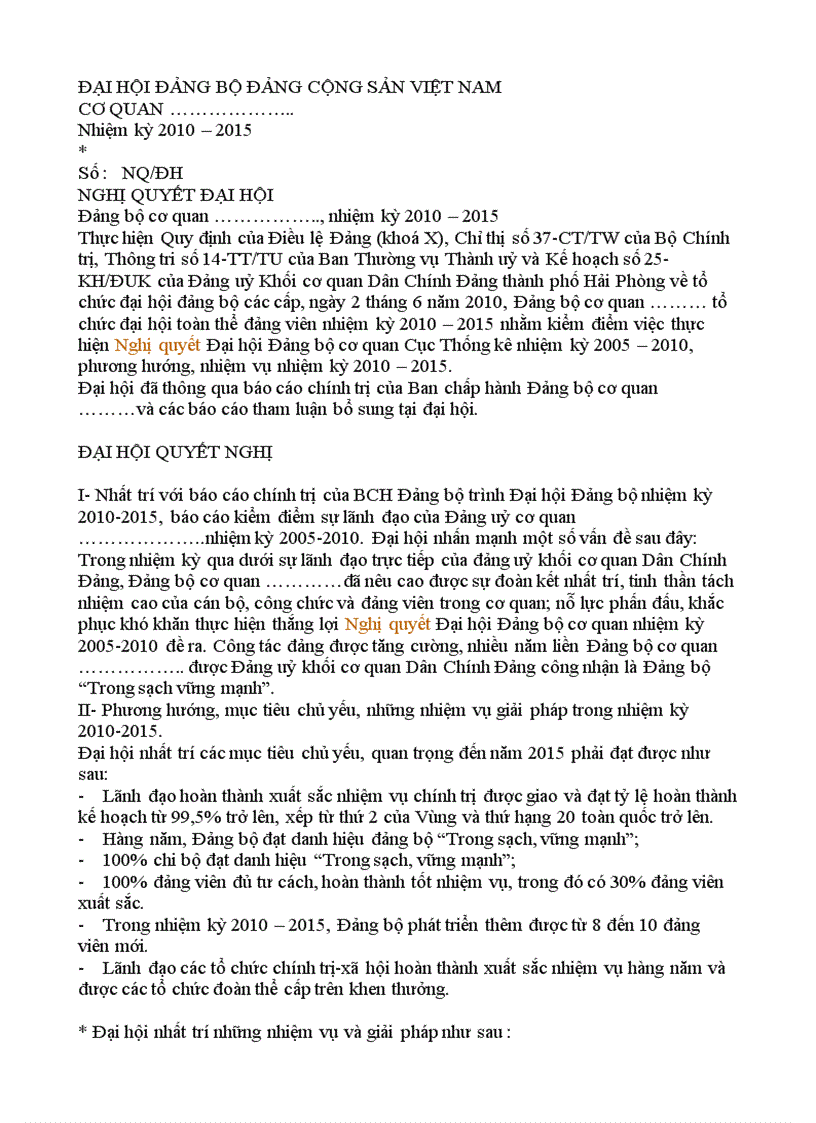 image for page Nghị quyết Đại Hội Đảng