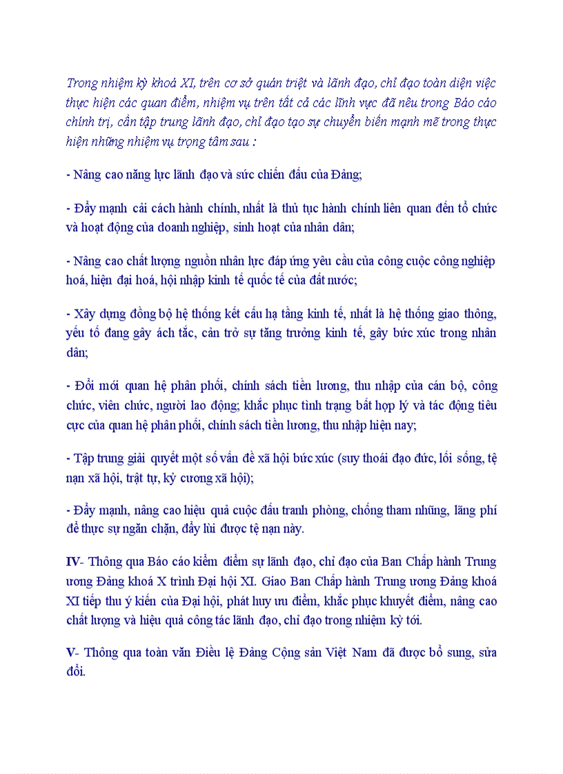 image for page Nghị quyết ĐH Đảng toàn quốc lần thứ XI