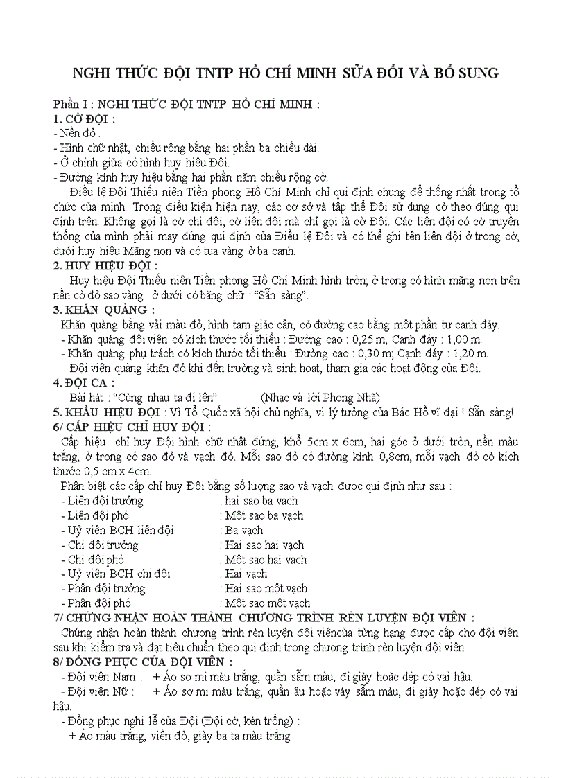 image for page Nghi thức Đội TNTP Hồ Chí Minh bổ sung và sửa đổi