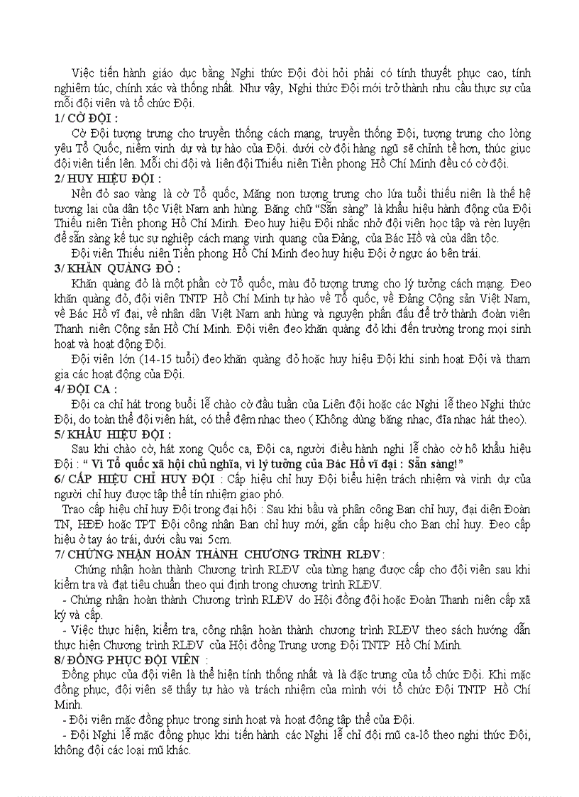 image for page Nghi thức Đội TNTP Hồ Chí Minh bổ sung và sửa đổi