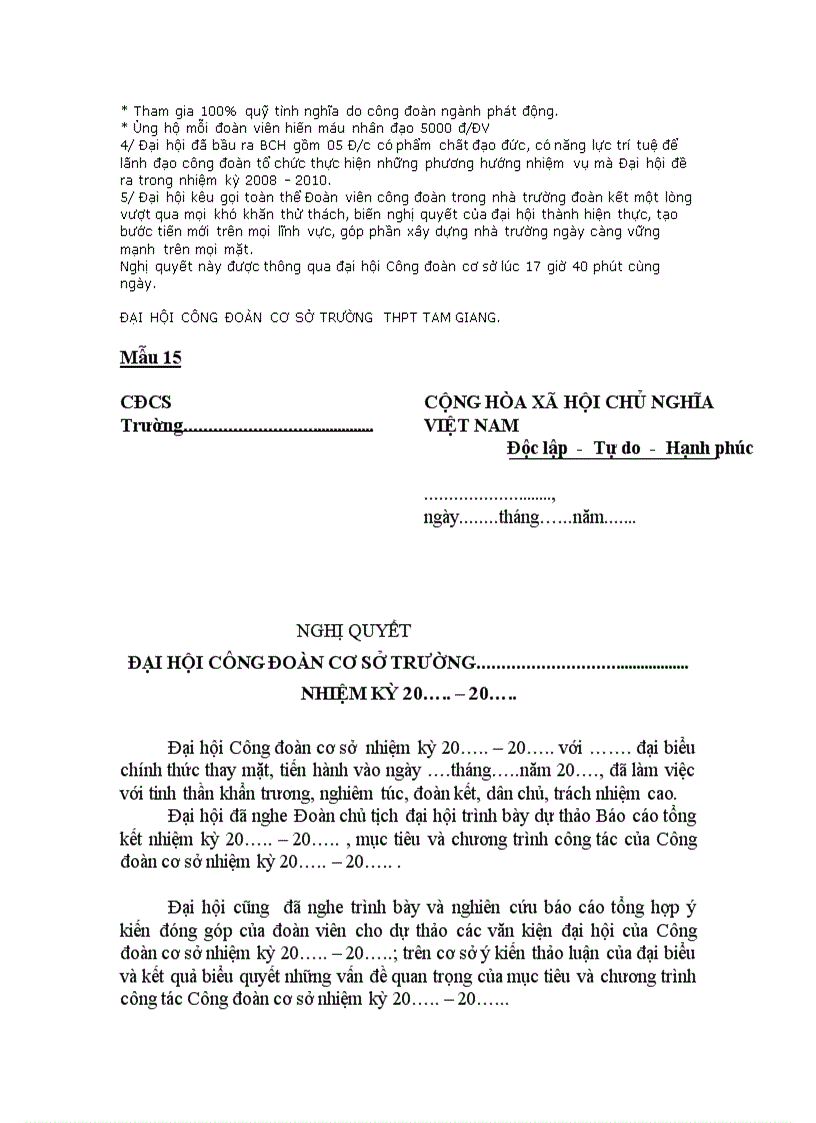 image for page Nghị quyết Đại hội Công Đoàn 1