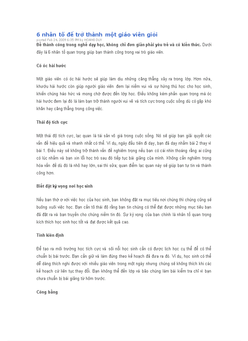 image for page Nhân tố để trở thành một Giáo viên giỏi