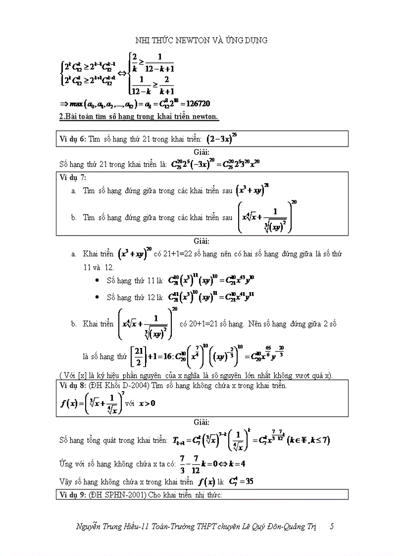 image for page Nhị thức Newton và ứng dụng