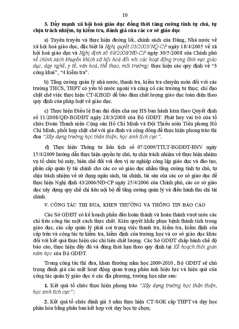 image for page Nhiệm vụ trọng tâm GDTrH 2009 2010