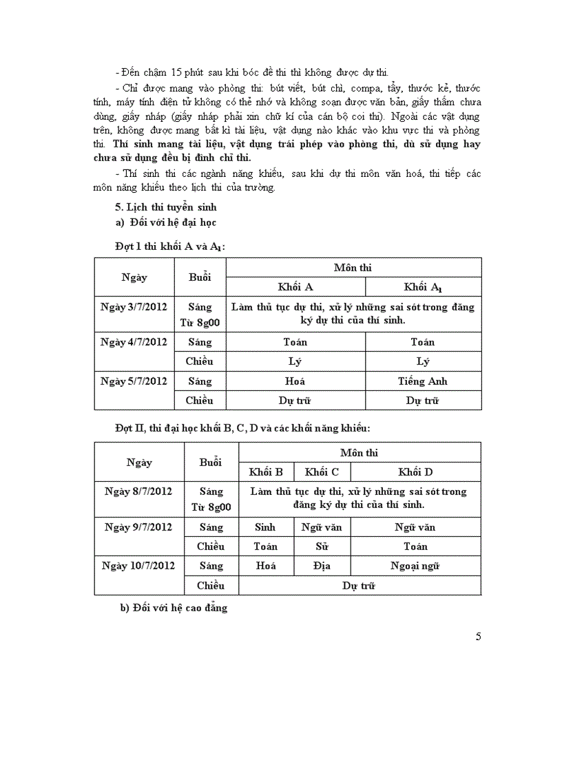 Những Điều Cần Biết Về Tuyển Sinh ĐH CĐ Năm 2012 1