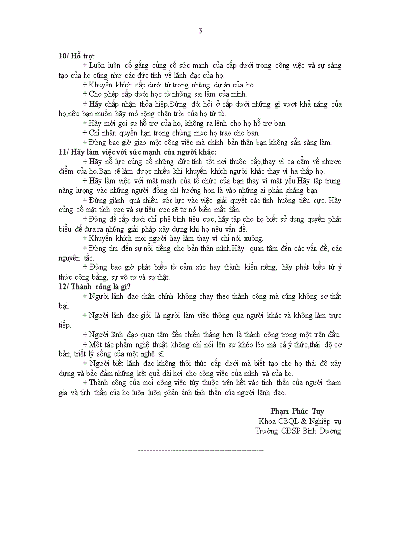 image for page Những điều tâm niệm của người quãn lý