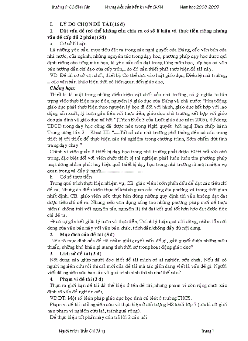 image for page Những lưu ý khí viết SKKN