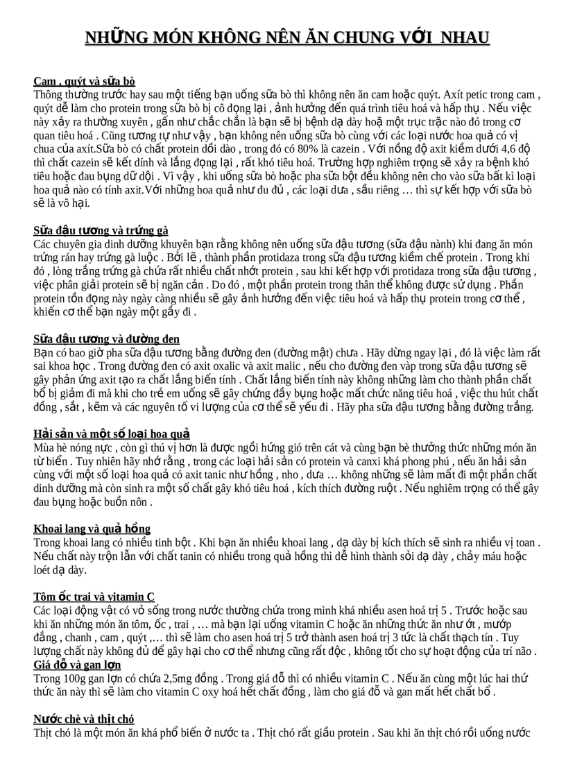 image for page Những món ăn không thể ăn chung