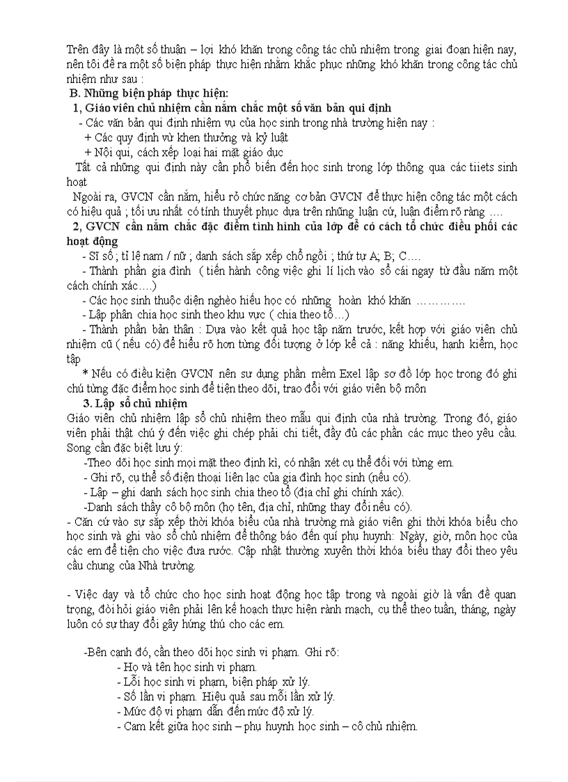 image for page Những thuận lợi và khó khăn của công tác chủ nhiệm