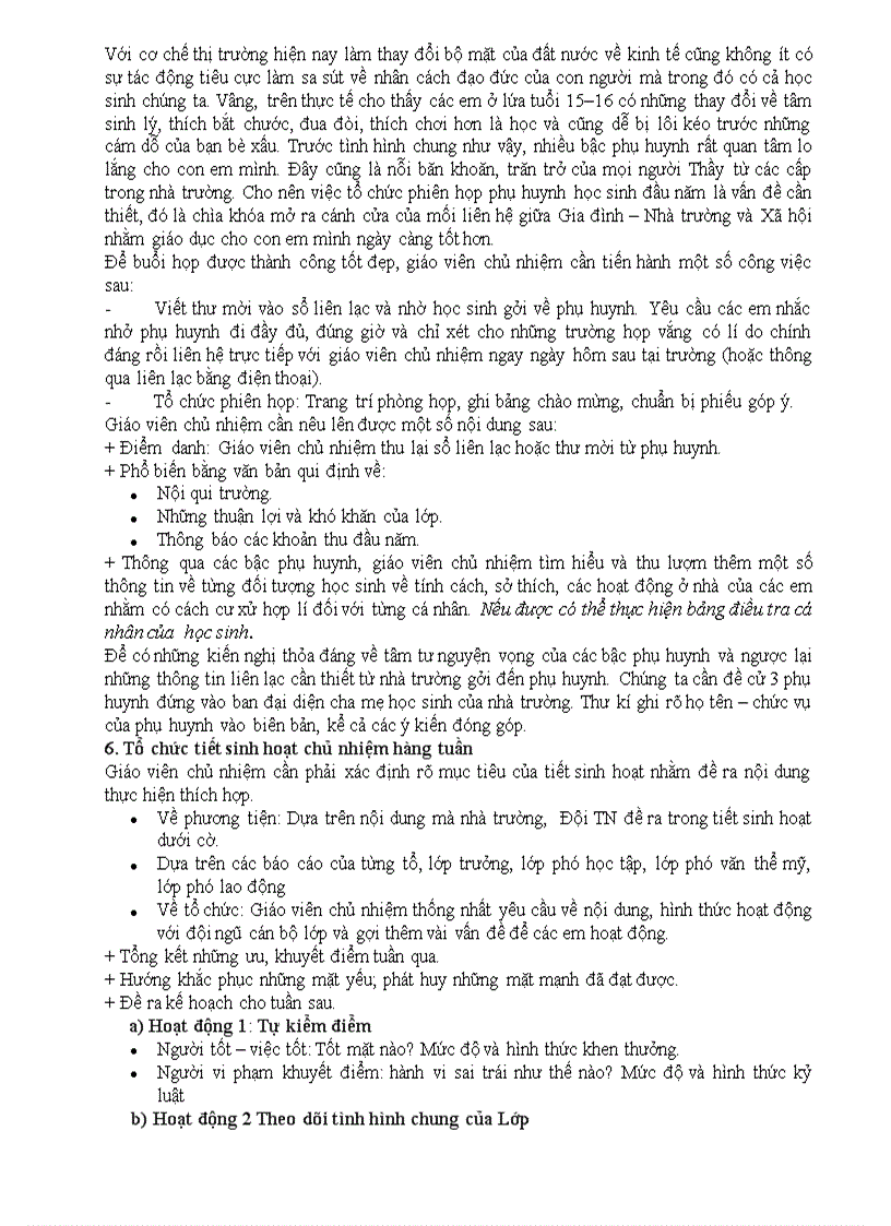 image for page Những thuận lợi và khó khăn của công tác chủ nhiệm
