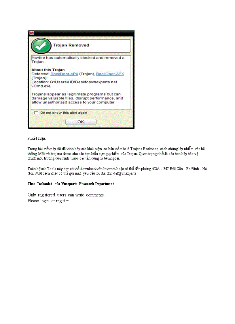 image for page Niệm cơ bản về Trojan và Backdoo