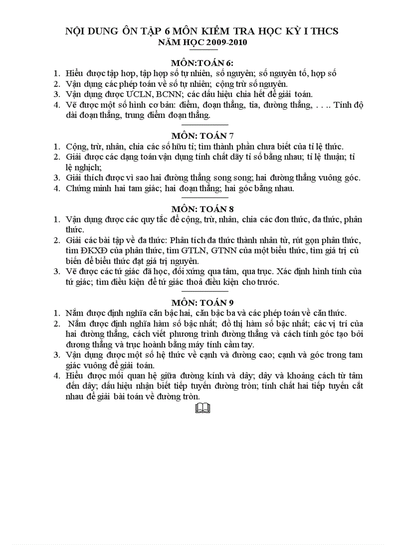 image for page Noi dung thi hoc ki i thcs nam hoc 2009 2010