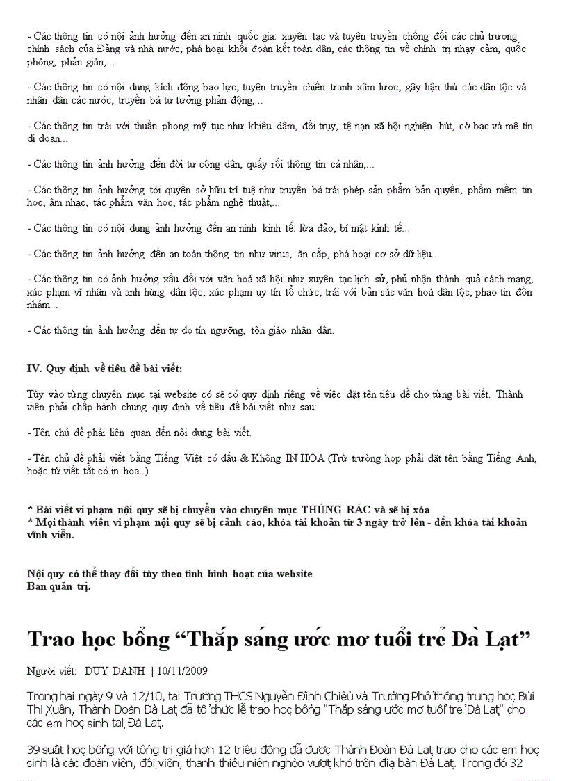 image for page Nội quy sử dụng WEB