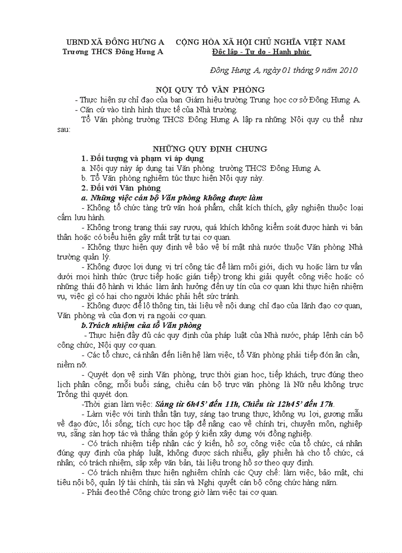 image for page Nội quy tổ Văn phòng