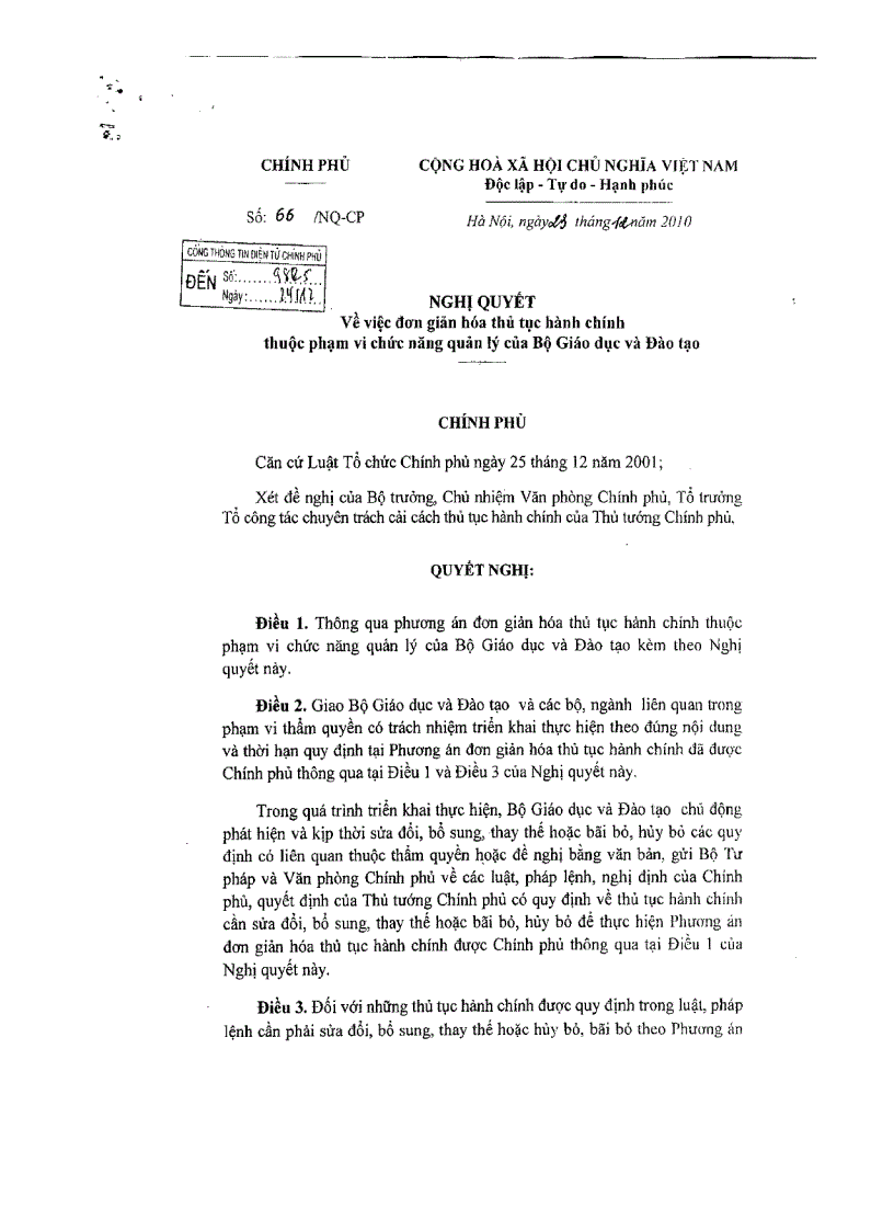 image for page NQ về đơn giản hóa thủ tục HC thuộc phạm vi chức năng của Bộ GDĐT