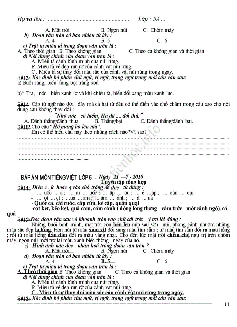 image for page On tap he toan tieng viet lop 5