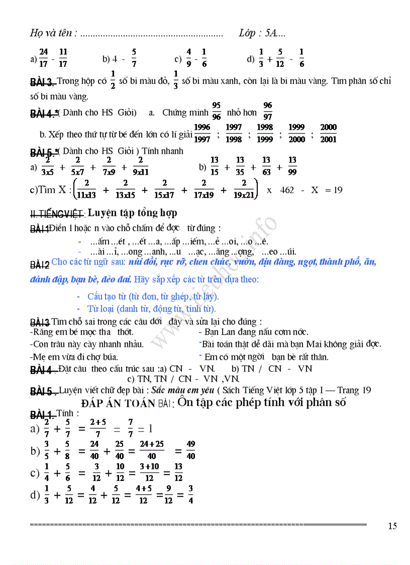 image for page On tap he toan tieng viet lop 5