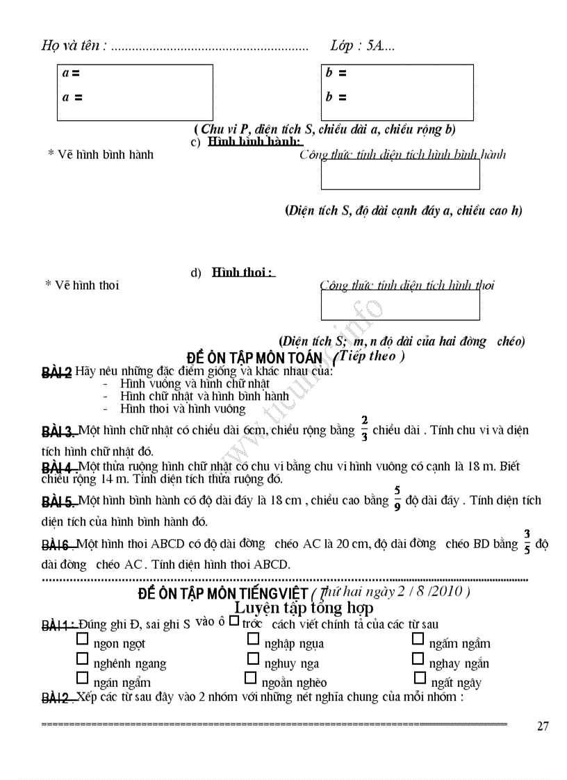 image for page On tap he toan tieng viet lop 5