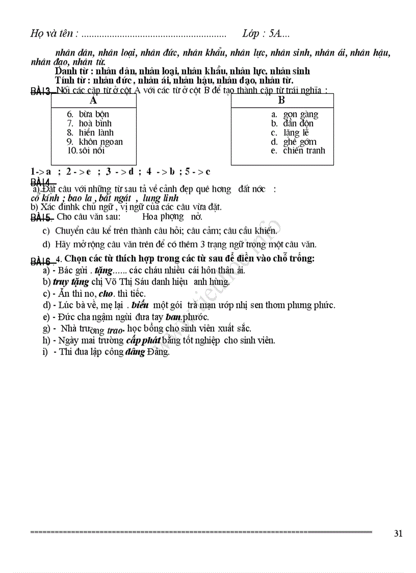 image for page On tap he toan tieng viet lop 5