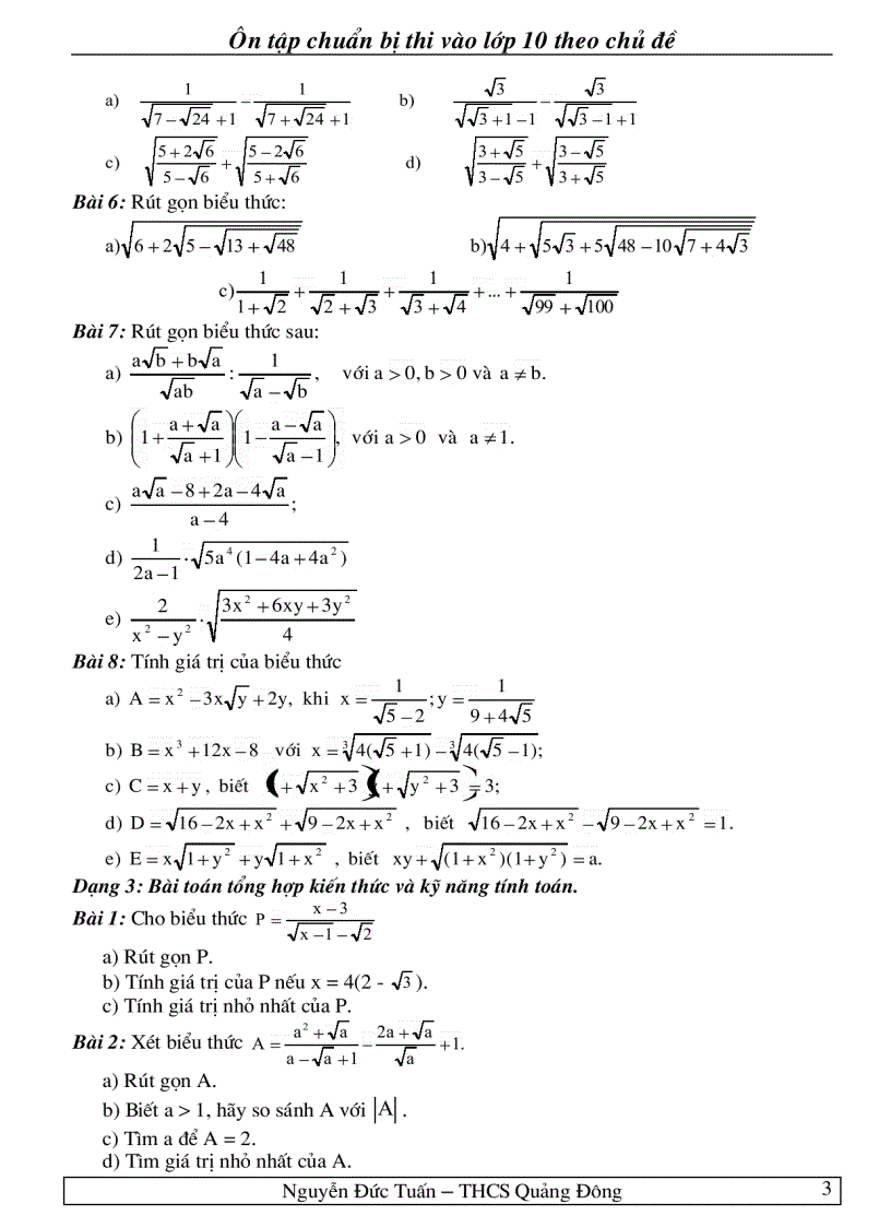 image for page Ôn thi vào lớp 10 môn Toán theo chủ đề