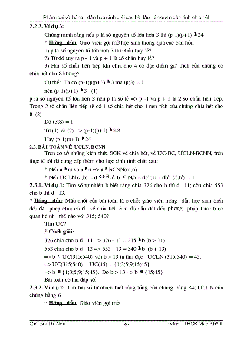 image for page Phân loại và hướng dẫn học sinh giải các bài tập liên quan đến tính chia hết