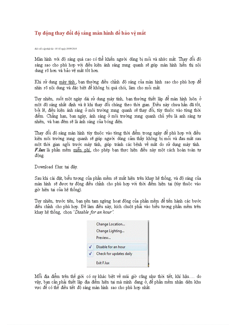 image for page Phần mềm bảo vệ Mắt rất hay