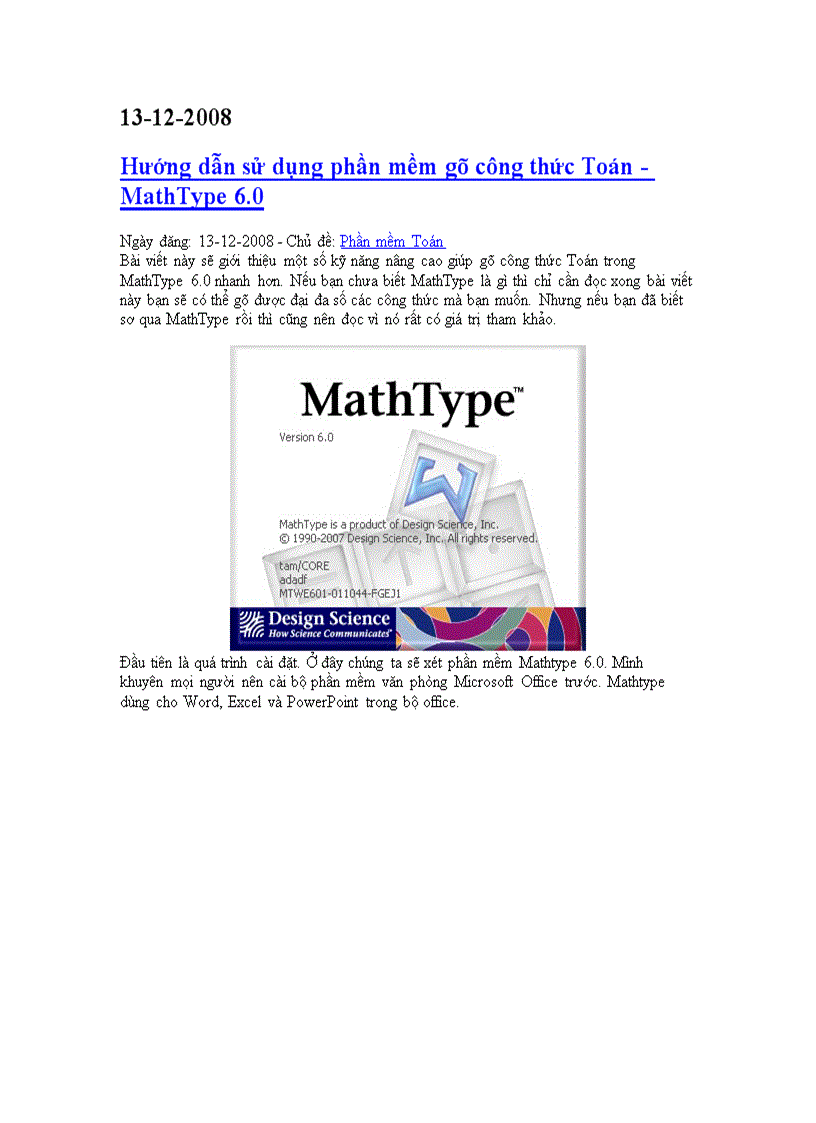 image for page Phần mêmd công thức Toán Mathtype v6 0