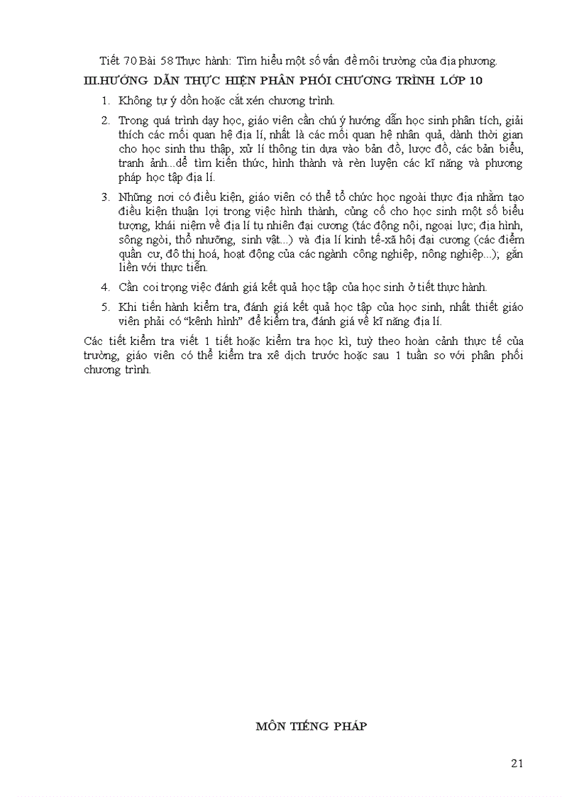 image for page Phân phối chương trình các môn K10