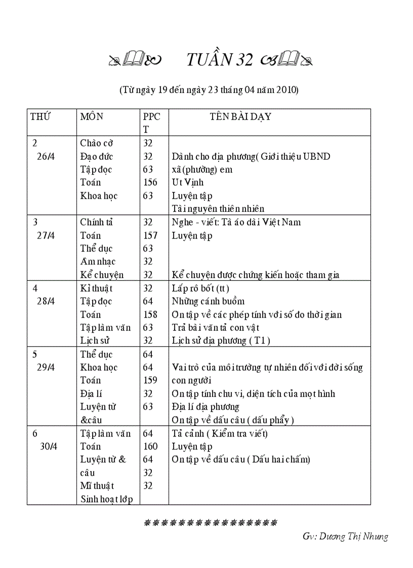 image for page Phan phoi chuong trinh lop 5