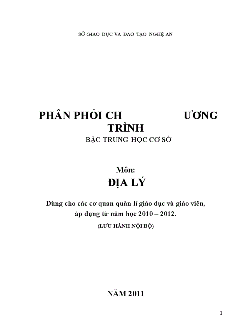 image for page Phân phối chương trình môn Địa lý