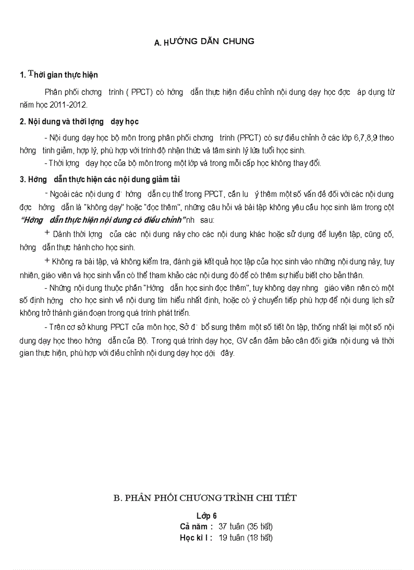 image for page Phân phối chương trình môn Lịch sử