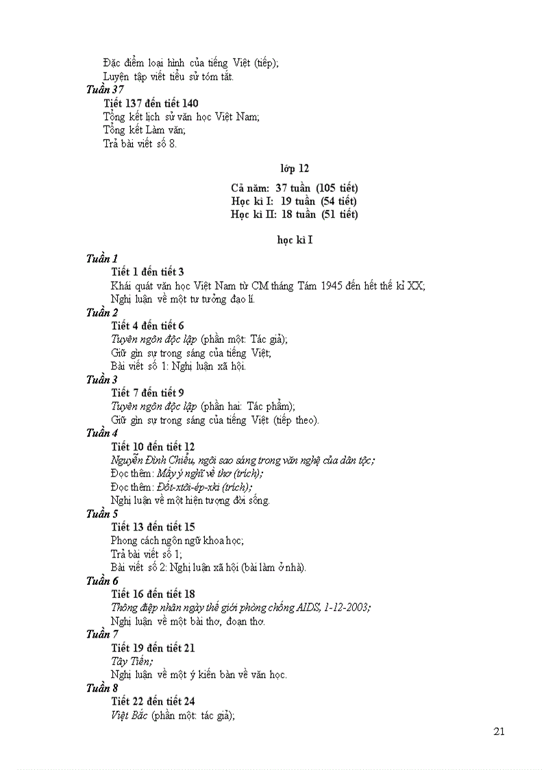 image for page Phân phối chương trình môn Ngữ Văn áp dụng từ 2009 2010