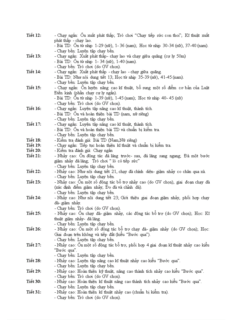 image for page Phân phối chương trình môn Thể dục