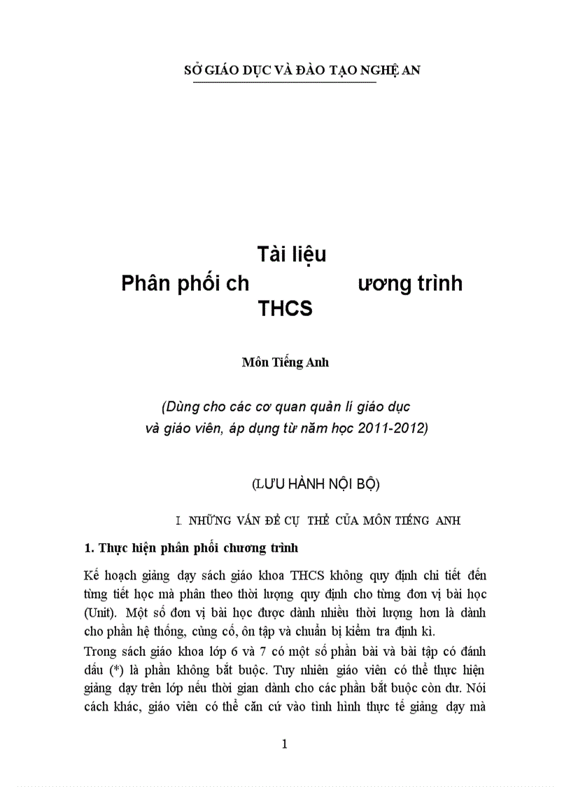 image for page Phân phối chương trình môn tiếng Anh
