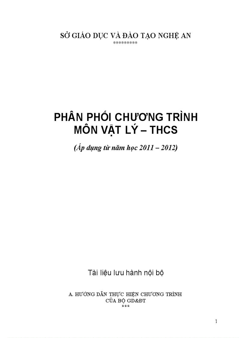 image for page Phân phối chương trình môn Vật lý