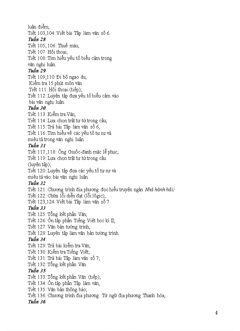 image for page Phân phối chương trình Ngữ văn 8 THCS năm 2011 2012