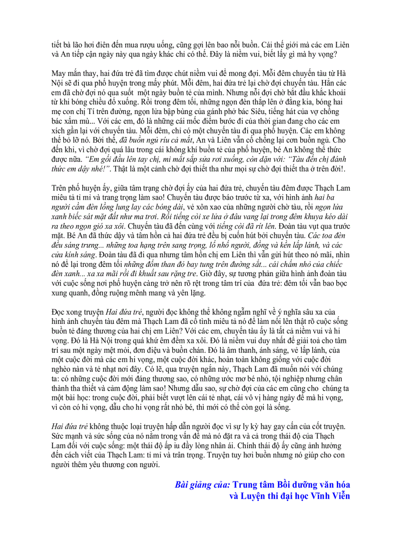 image for page Phân tích nhân vật liên trong truyện ngắn 2 đứa trẻ