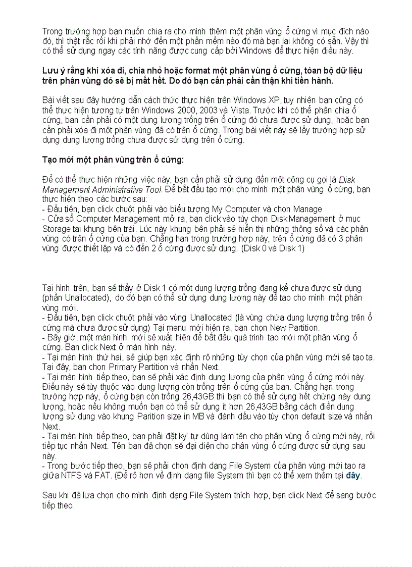 image for page Phân vùng ổ cứng
