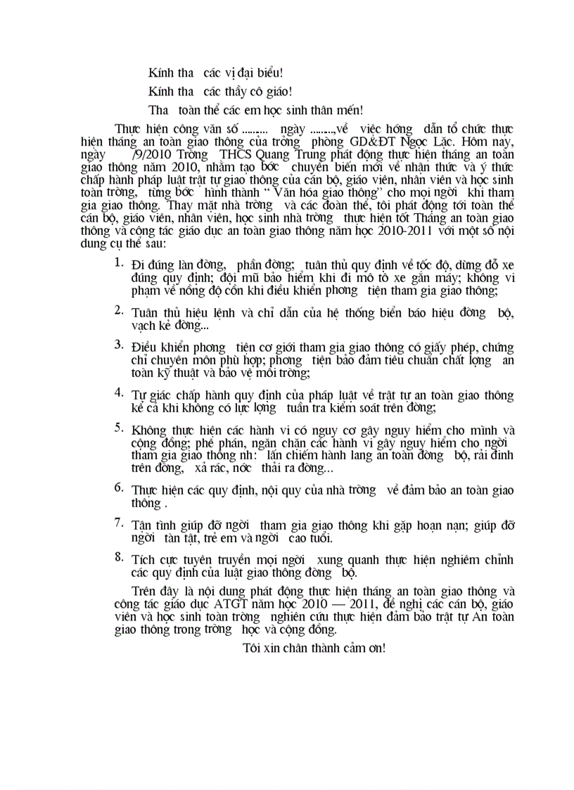 image for page Phat dong thang KH va ATGT trong le khai giang