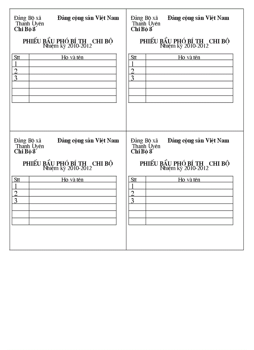 image for page Phiếu bầu ban chi ủy